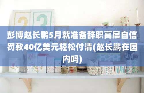 彭博赵长鹏5月就准备辞职高层自信罚款40亿美元轻松付清(赵长鹏在国内吗)