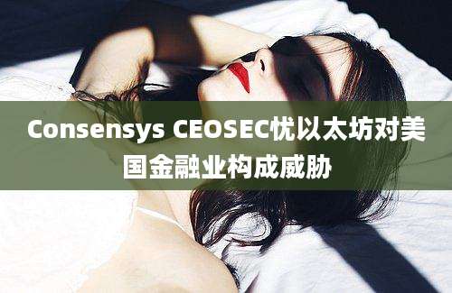 Consensys CEOSEC忧以太坊对美国金融业构成威胁