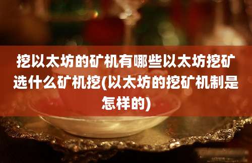 挖以太坊的矿机有哪些以太坊挖矿选什么矿机挖(以太坊的挖矿机制是怎样的)