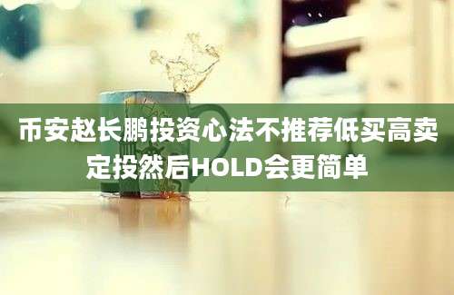 币安赵长鹏投资心法不推荐低买高卖定投然后HOLD会更简单