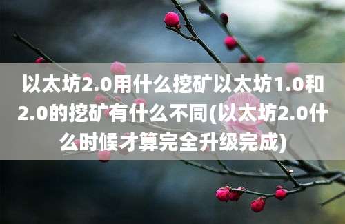 以太坊2.0用什么挖矿以太坊1.0和2.0的挖矿有什么不同(以太坊2.0什么时候才算完全升级完成)