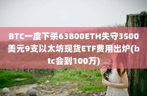 BTC一度下杀63800ETH失守3500美元9支以太坊现货ETF费用出炉(btc会到100万)