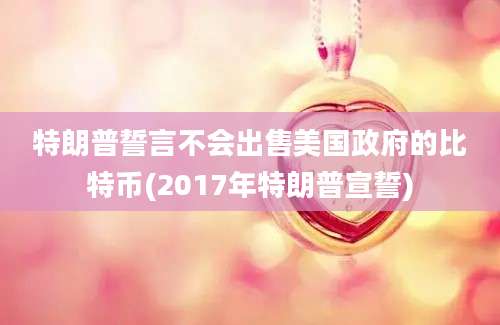 特朗普誓言不会出售美国政府的比特币(2017年特朗普宣誓)