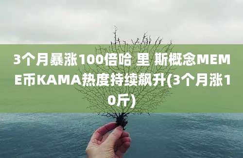 3个月暴涨100倍哈 里 斯概念MEME币KAMA热度持续飙升(3个月涨10斤)