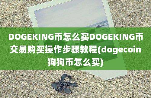 DOGEKING币怎么买DOGEKING币交易购买操作步骤教程(dogecoin狗狗币怎么买)