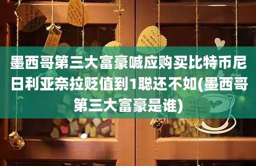 墨西哥第三大富豪喊应购买比特币尼日利亚奈拉贬值到1聪还不如(墨西哥第三大富豪是谁)