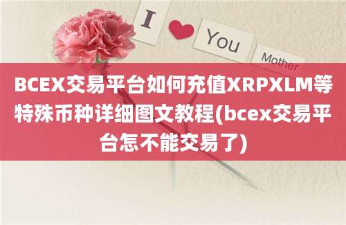 BCEX交易平台如何充值XRPXLM等特殊币种详细图文教程(bcex交易平台怎不能交易了)