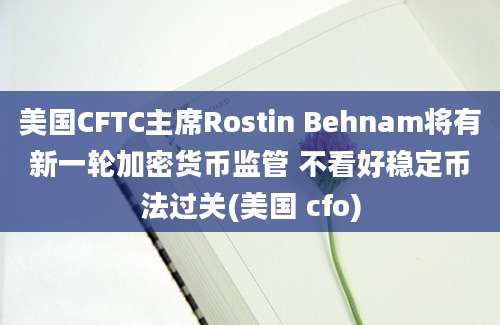 美国CFTC主席Rostin Behnam将有新一轮加密货币监管 不看好稳定币法过关(美国 cfo)