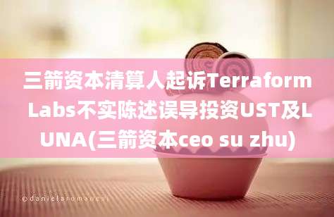 三箭资本清算人起诉Terraform Labs不实陈述误导投资UST及LUNA(三箭资本ceo su zhu)