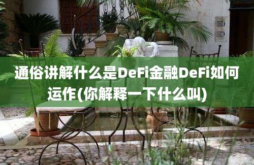 通俗讲解什么是DeFi金融DeFi如何运作(你解释一下什么叫)