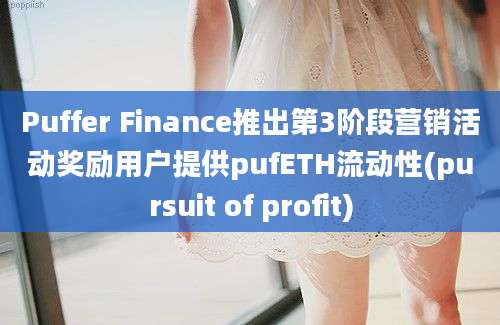 Puffer Finance推出第3阶段营销活动奖励用户提供pufETH流动性(pursuit of profit)