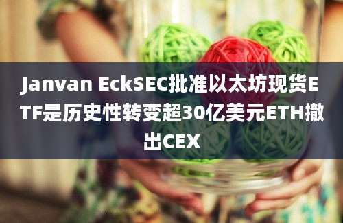 Janvan EckSEC批准以太坊现货ETF是历史性转变超30亿美元ETH撤出CEX