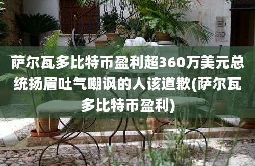 萨尔瓦多比特币盈利超360万美元总统扬眉吐气嘲讽的人该道歉(萨尔瓦多比特币盈利)