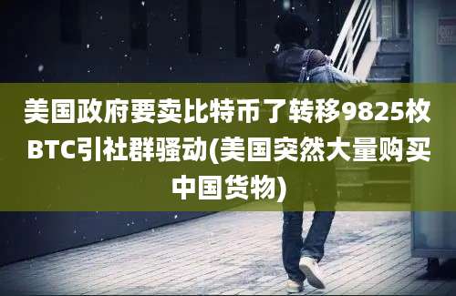 美国政府要卖比特币了转移9825枚BTC引社群骚动(美国突然大量购买中国货物)