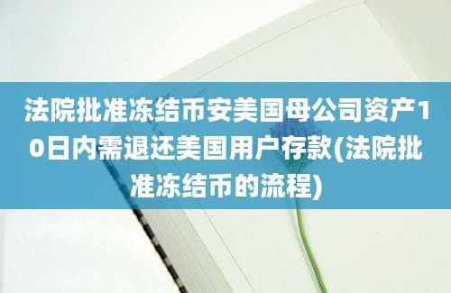 法院批准冻结币安美国母公司资产10日内需退还美国用户存款(法院批准冻结币的流程)