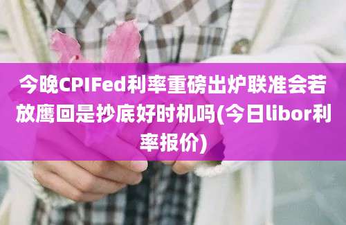 今晚CPIFed利率重磅出炉联准会若放鹰回是抄底好时机吗(今日libor利率报价)