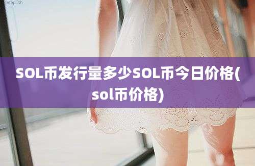 SOL币发行量多少SOL币今日价格(sol币价格)