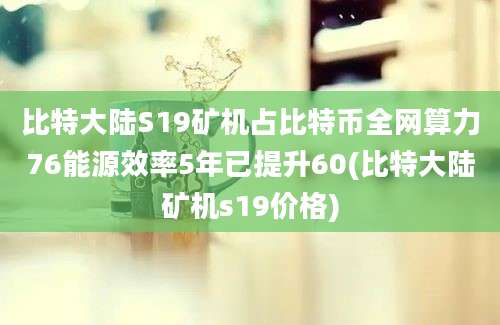 比特大陆S19矿机占比特币全网算力76能源效率5年已提升60(比特大陆矿机s19价格)