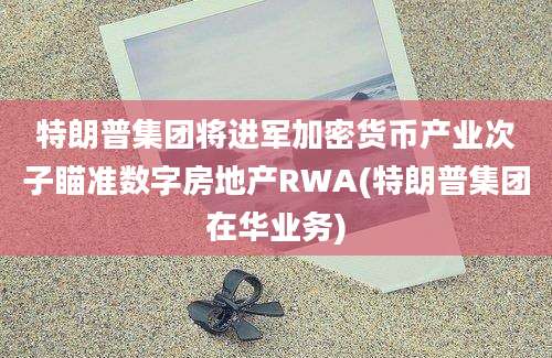 特朗普集团将进军加密货币产业次子瞄准数字房地产RWA(特朗普集团在华业务)