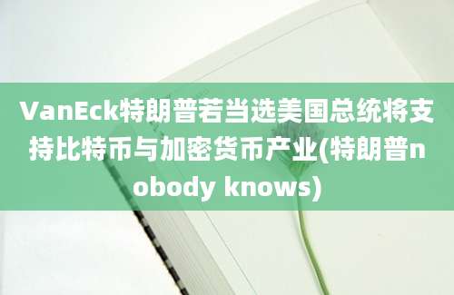 VanEck特朗普若当选美国总统将支持比特币与加密货币产业(特朗普nobody knows)