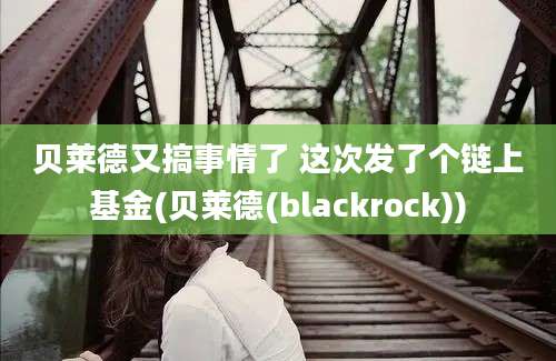 贝莱德又搞事情了 这次发了个链上基金(贝莱德(blackrock))