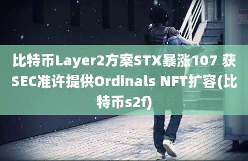 比特币Layer2方案STX暴涨107 获SEC准许提供Ordinals NFT扩容(比特币s2f)