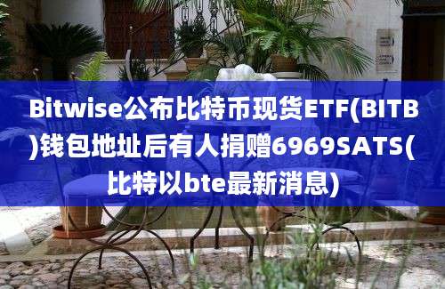 Bitwise公布比特币现货ETF(BITB)钱包地址后有人捐赠6969SATS(比特以bte最新消息)