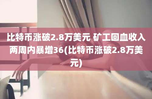 比特币涨破2.8万美元 矿工回血收入两周内暴增36(比特币涨破2.8万美元)