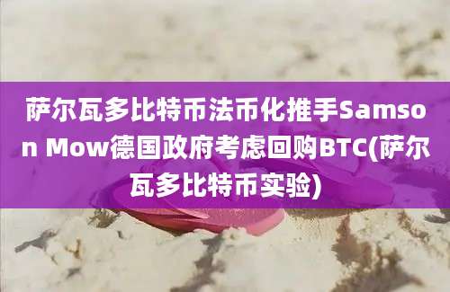 萨尔瓦多比特币法币化推手Samson Mow德国政府考虑回购BTC(萨尔瓦多比特币实验)