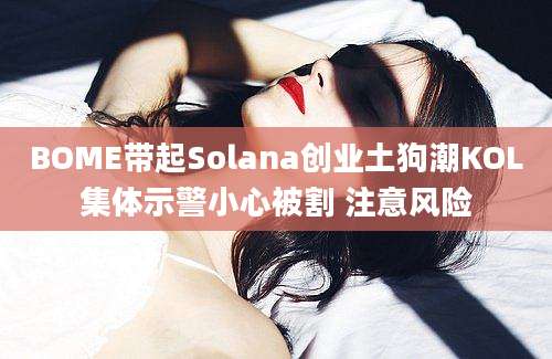 BOME带起Solana创业土狗潮KOL集体示警小心被割 注意风险