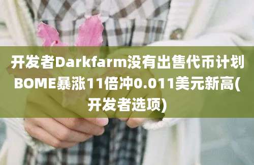 开发者Darkfarm没有出售代币计划BOME暴涨11倍冲0.011美元新高(开发者选项)