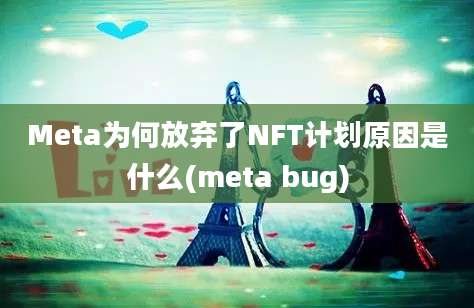 Meta为何放弃了NFT计划原因是什么(meta bug)