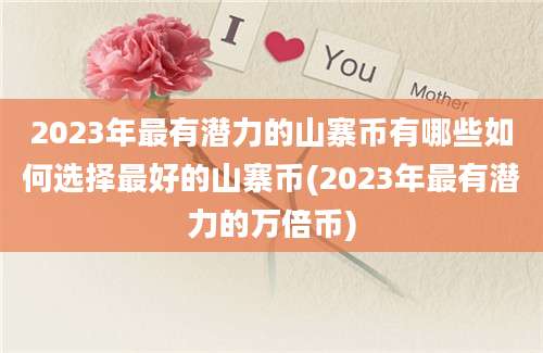 2023年最有潜力的山寨币有哪些如何选择最好的山寨币(2023年最有潜力的万倍币)