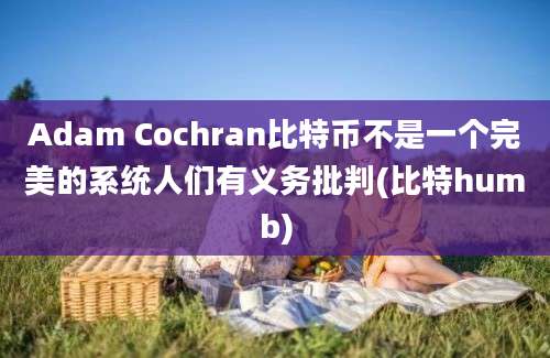 Adam Cochran比特币不是一个完美的系统人们有义务批判(比特humb)