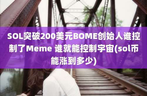 SOL突破200美元BOME创始人谁控制了Meme 谁就能控制宇宙(sol币能涨到多少)