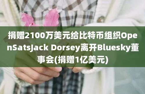 捐赠2100万美元给比特币组织OpenSatsJack Dorsey离开Bluesky董事会(捐赠1亿美元)