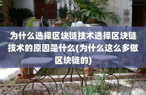 为什么选择区块链技术选择区块链技术的原因是什么(为什么这么多做区块链的)