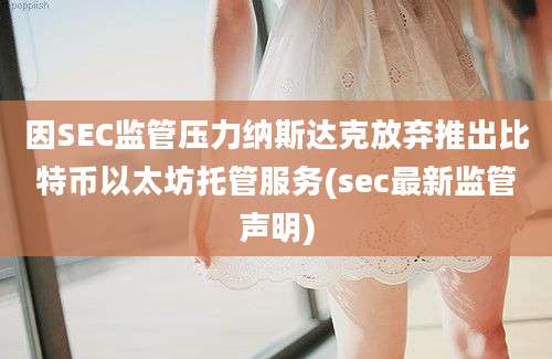 因SEC监管压力纳斯达克放弃推出比特币以太坊托管服务(sec最新监管声明)