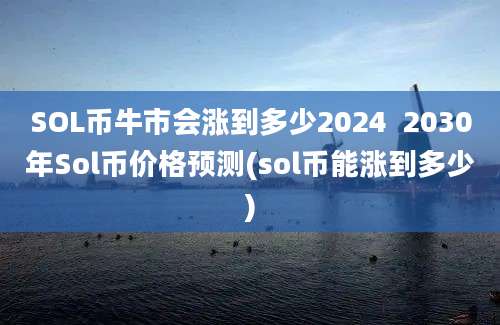 SOL币牛市会涨到多少2024  2030年Sol币价格预测(sol币能涨到多少)