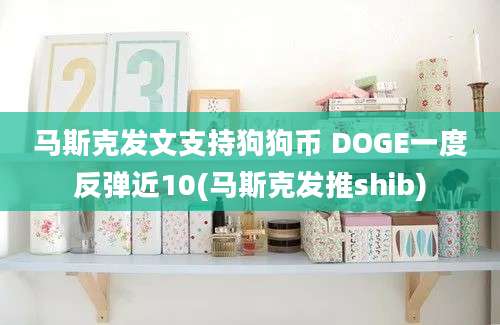 马斯克发文支持狗狗币 DOGE一度反弹近10(马斯克发推shib)