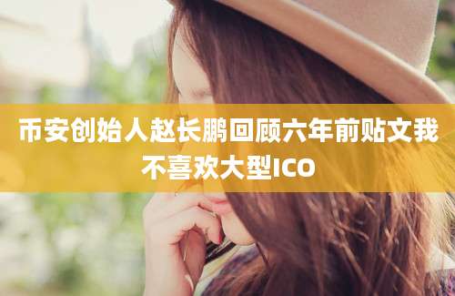 币安创始人赵长鹏回顾六年前贴文我不喜欢大型ICO