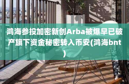 鸿海参投加密新创Arba被爆早已破产旗下资金秘密转入币安(鸿海bnt)